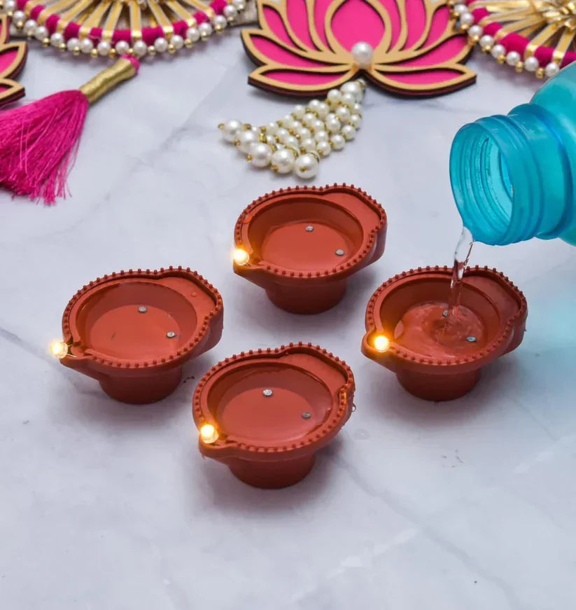 LED Light Water Sensor Diyas. Safe, Smart & Stunning Festival Lighting, (Pack of 6/12/18/24)