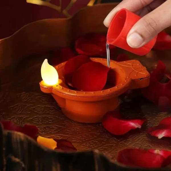 LED Light Water Sensor Diyas. Safe, Smart & Stunning Festival Lighting, (Pack of 6/12/18/24)