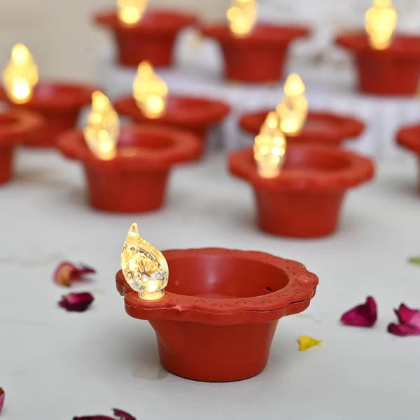 LED Light Water Sensor Diyas. Safe, Smart & Stunning Festival Lighting, (Pack of 6/12/18/24)